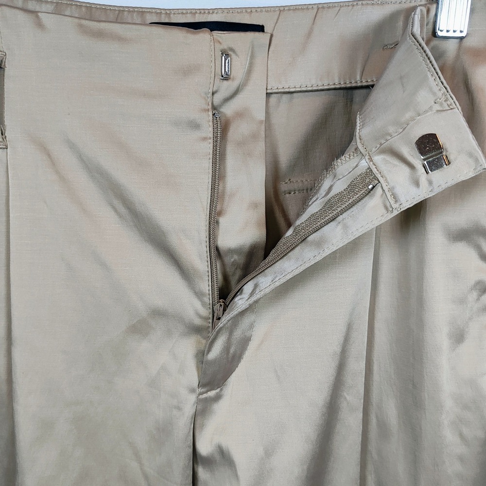 Zara Women's Champagne Gold Satin Cargo Pants Wide Leg High Waist Utility M - Picture 12 of 15